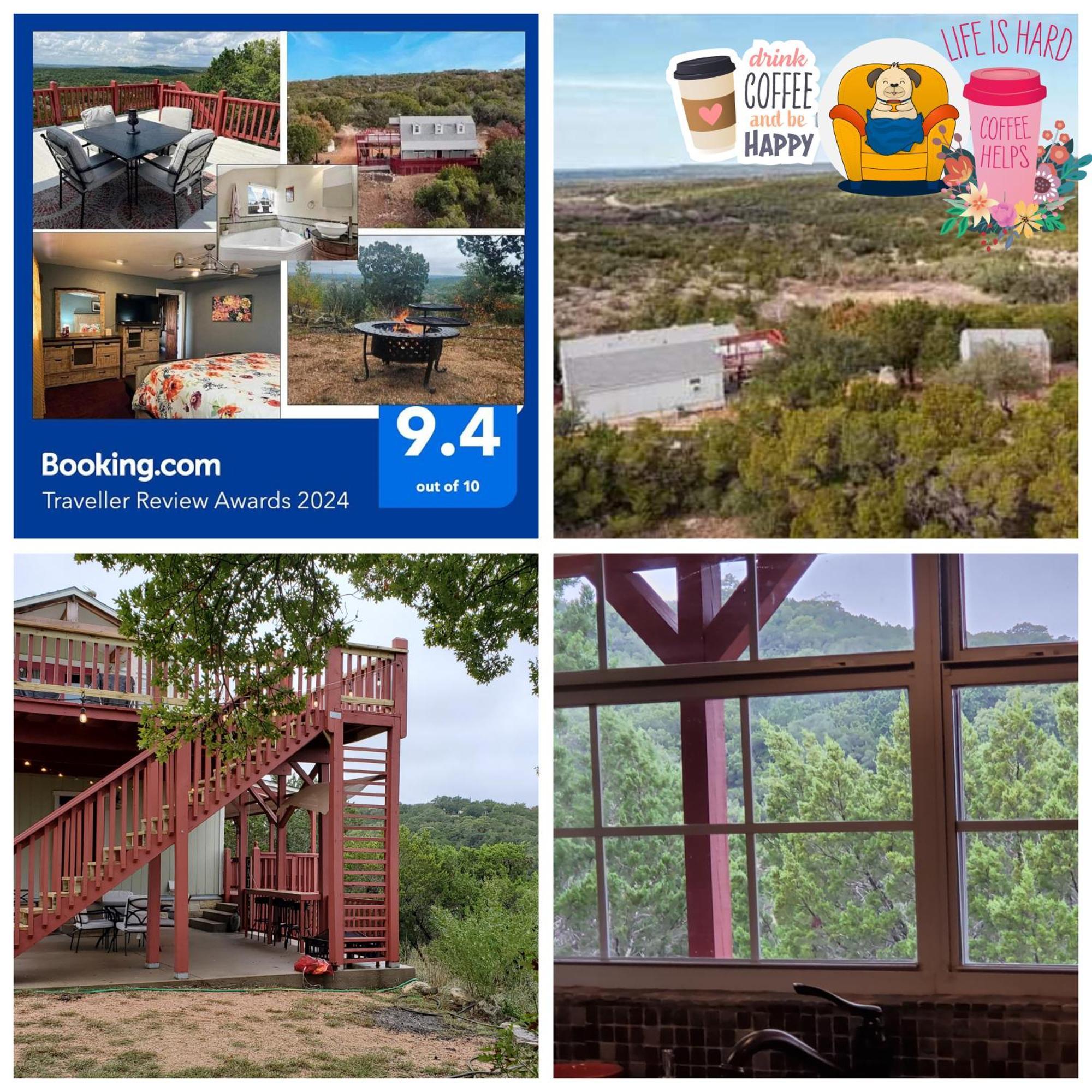 Entire 2Br 2Ba Hilltop View Home Sleeps 8 Pets 4 Acres Jacuzzi Central Ac Kingbeds Free Wifi-Parking Kitchen Washerdryer Starry Terrace Two Sunset Dining Patios Grill Stovetop Oven Fridge Onsitewoodedhiking Wildlife Coveredpatio4Pets & Birds Singing! Marble Falls Eksteriør billede